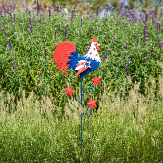 Glitzhome® 35.7" Patriotic Rooster Yard Stake